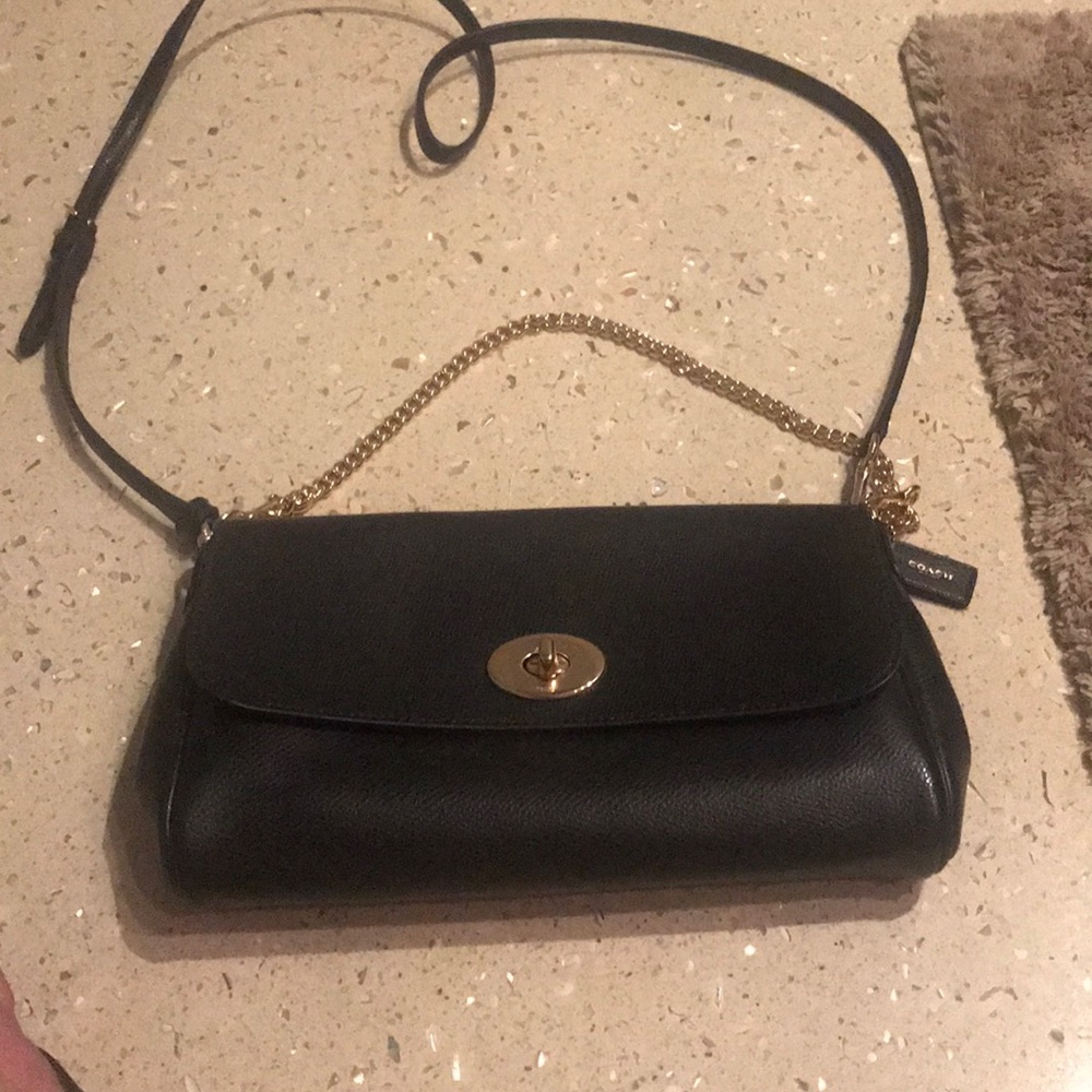 Black leather coach bag